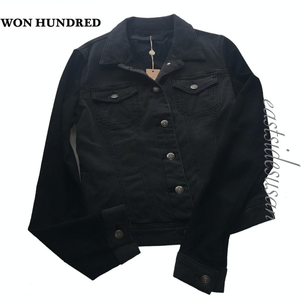 NWT! Cool EXTRA Black Denim Jean Jacket WON HUNDRED (med) 🎉HP!